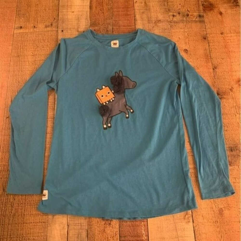 Toca Boca marine blue long sleeve shirt with horse graphic big kid 14/16 XL